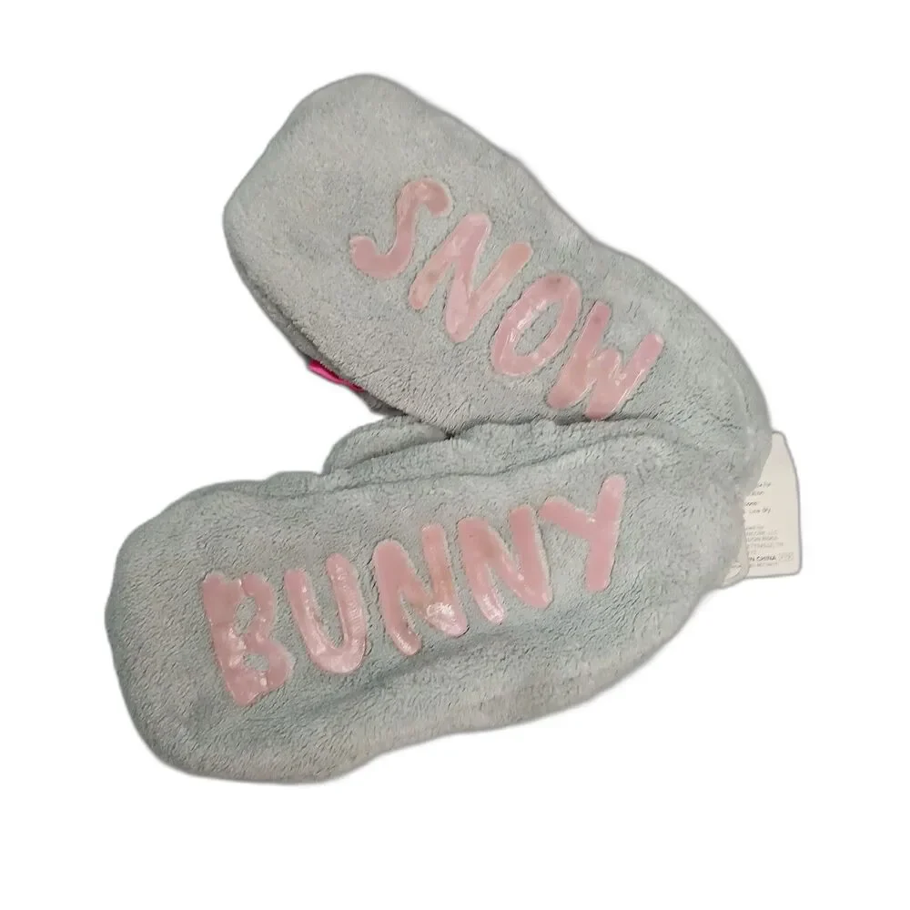Bunny Sherpa Lined Gripper Slippers Non-Slip Warm Fuzzy Fur NWT Girls sz: 7-3
